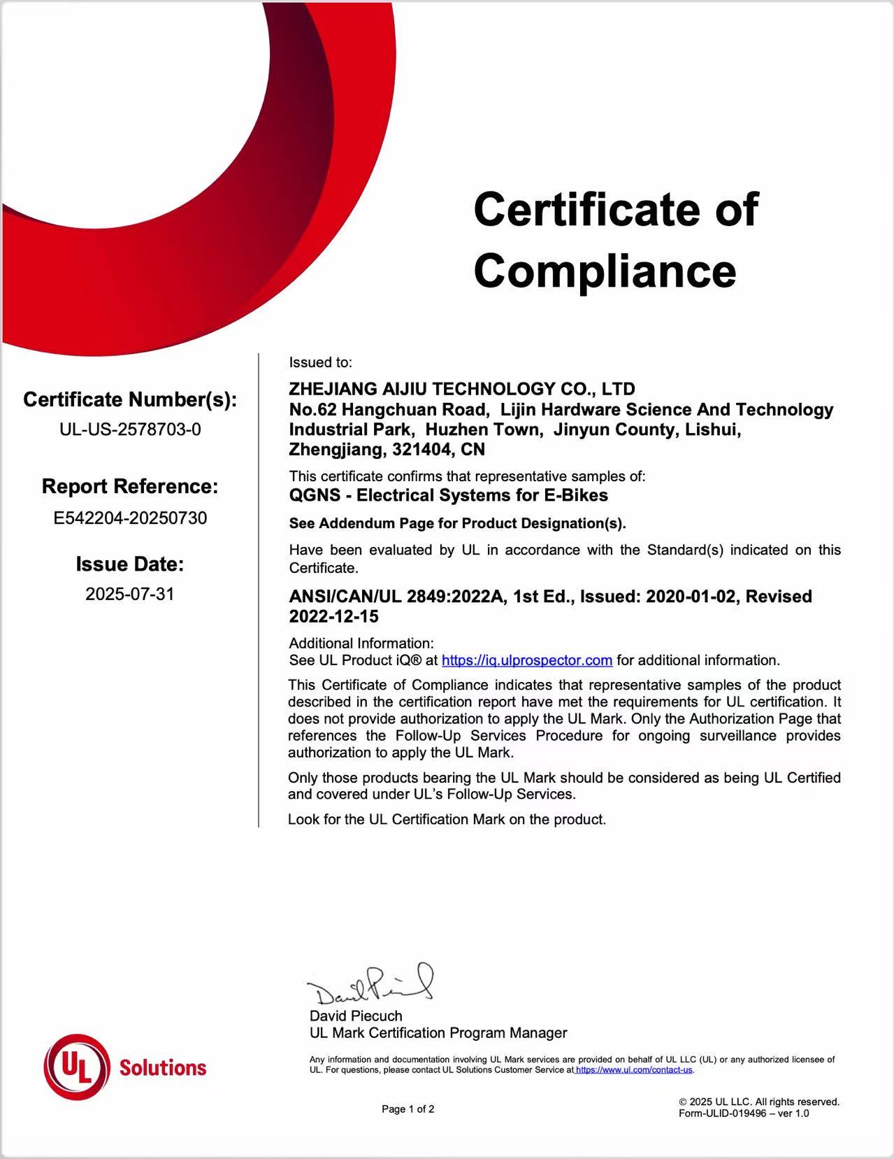 Certificate of Compliance